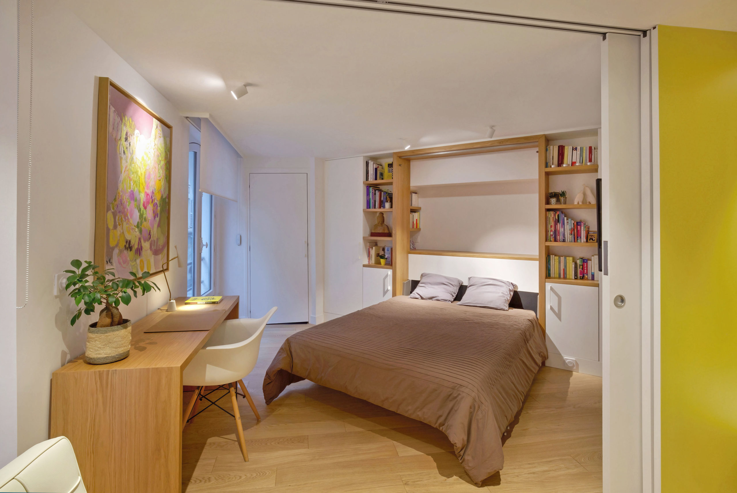 Chambre d'amis appartement pied à terre parisien - Flora Auvray Architecte d'intérieur