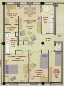 Le plan de l'appartement témoin de l'architecte Auguste Perret au Havre
